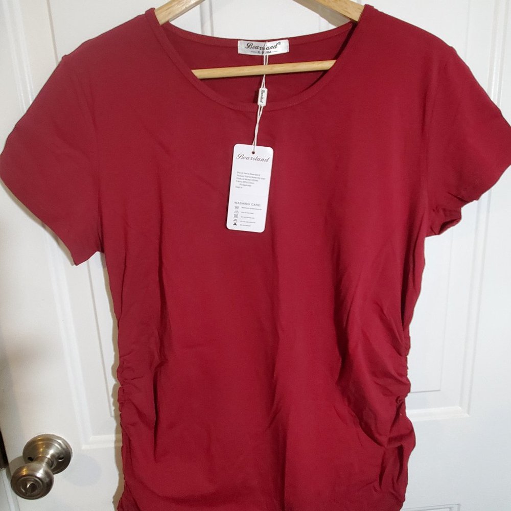 (2 shirts) Bearsland Women's Maternity T-shirts w/side Ruched